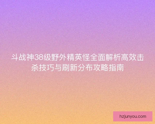 斗战神38级野外精英怪全面解析高效击杀技巧与刷新分布攻略指南